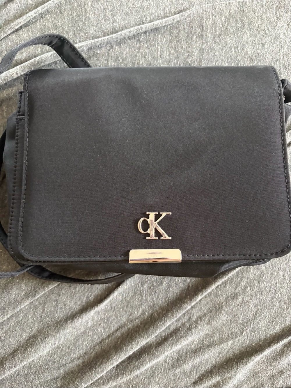 Calvin Klein Black Crossbody with Gold CK Emblem
